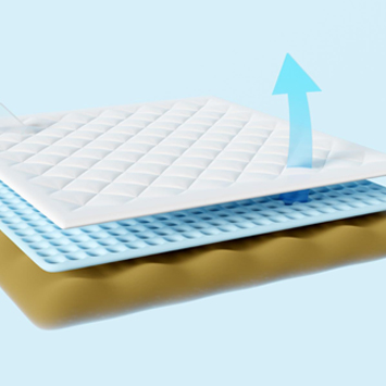 שכבת Smart Cool Cover עשוי מבד מיוחד בעל תכונות של פיזור חום, המאפשר שינה נעימה וקרירה יותר.